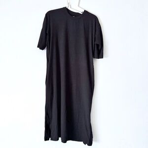 Muji XS-S Black 1/2 Sleeve Midi T-Shirt Dress